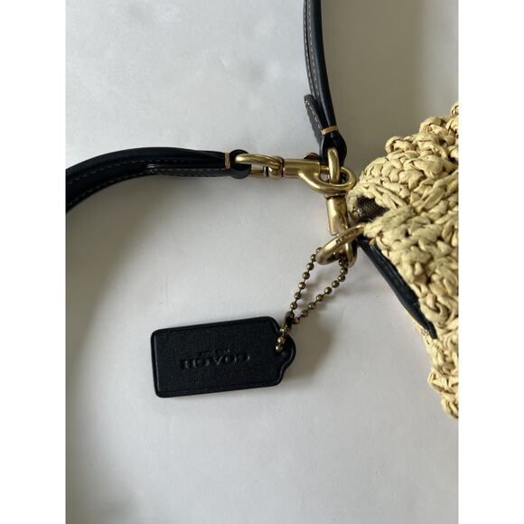 Coach Soft Tabby Shoulder Bag Popcorn Raffia Straw Leather CA032 Crossbody Purse - Picture 13 of 14